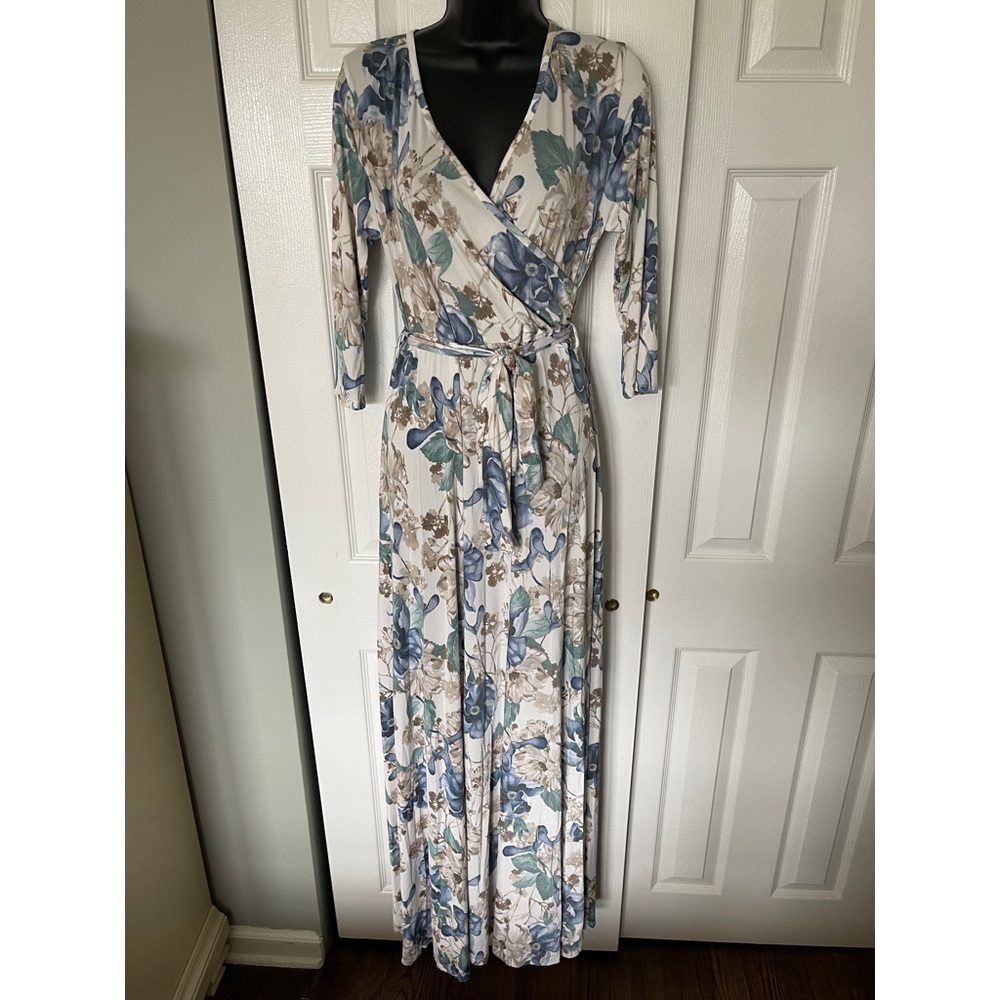 NWT Blue & Ivory PinkBlush Maxi Dress, Size L